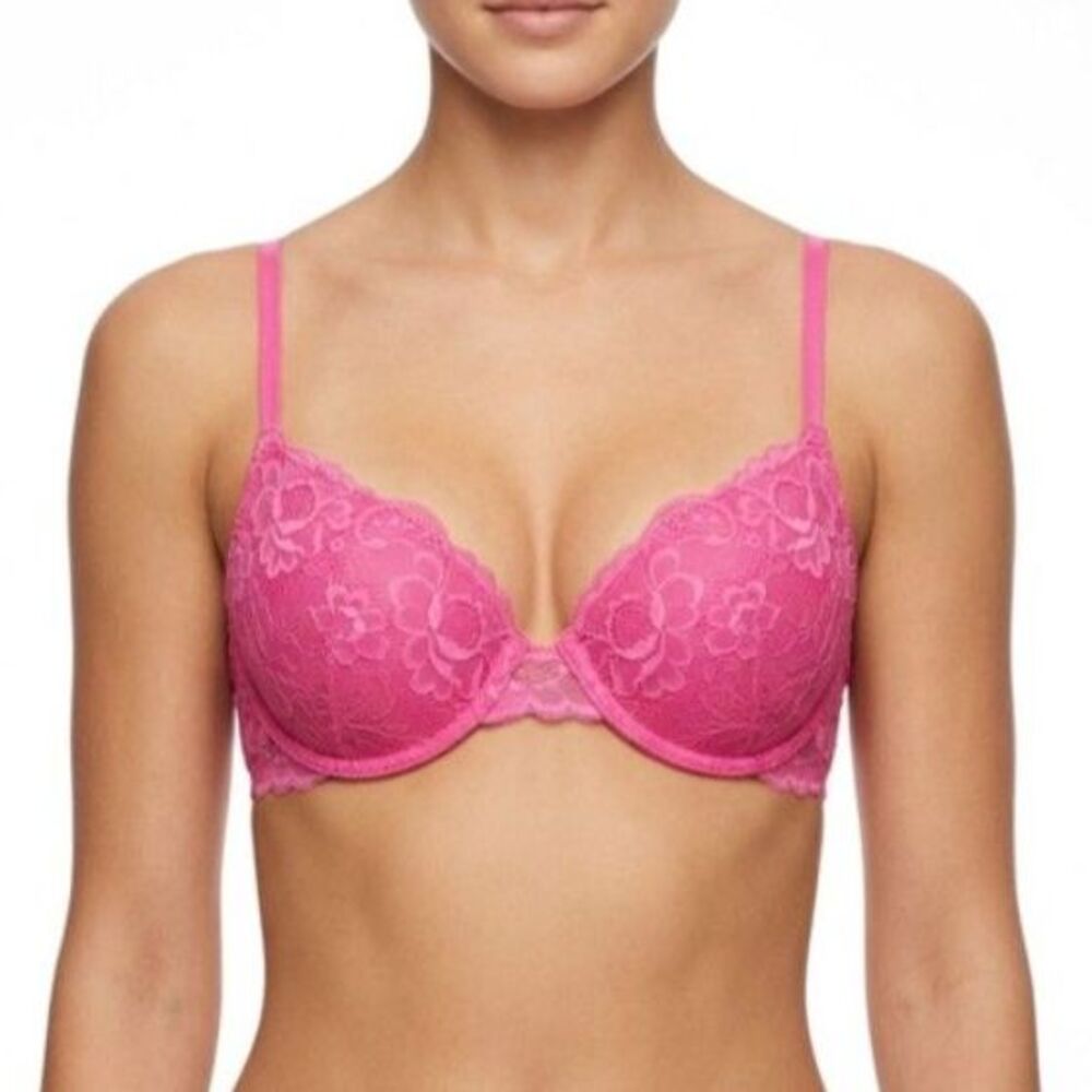 Juicy Couture Women's Hot Pink Lace Underwire Padded Bra Size 34B